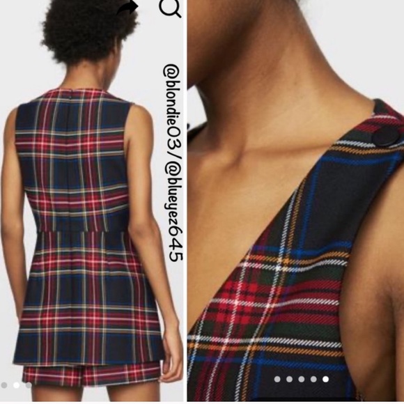 Maje Iris tartan plaid jumpsuit romper dress 38/6 - Picture 3 of 6